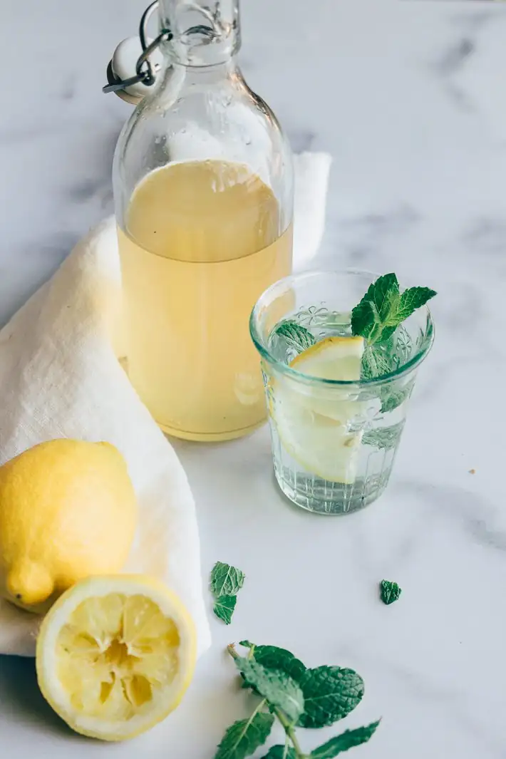 Lemon syrup with mint