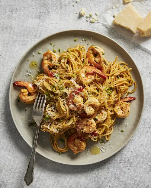 Korean-style Shrimp Scampi Spaghetti