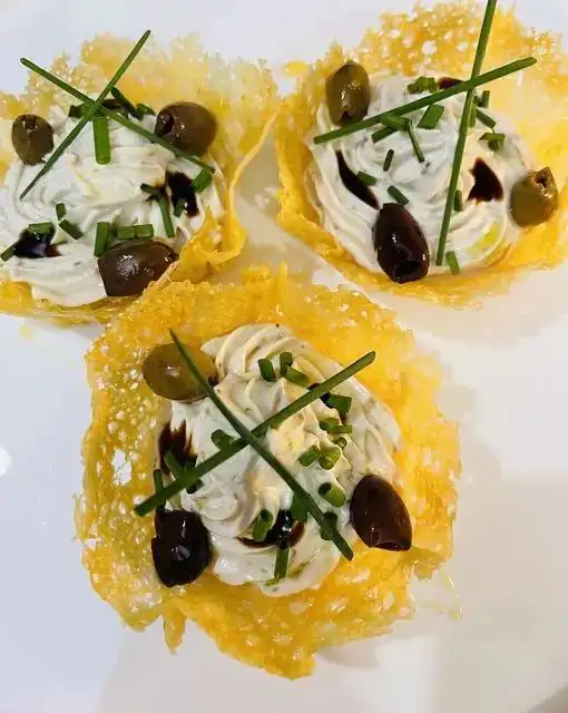 Grana Padano Baskets with Ricotta, Anchiovies, and Taggiasca Olives