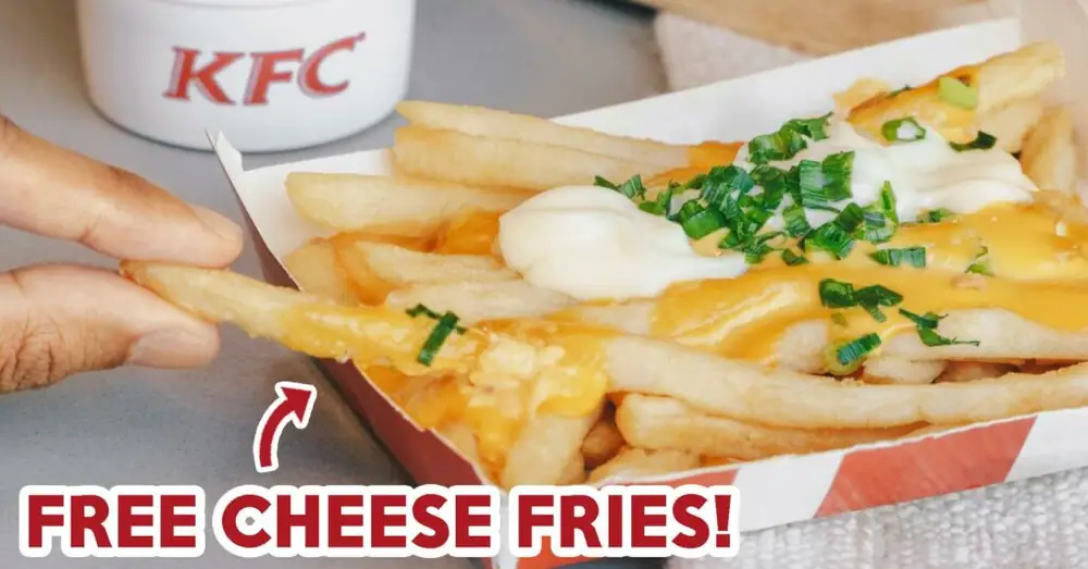 Consigue patatas fritas con queso KFC gratis con cada menú de dos o tres piezas