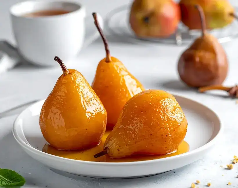 Stewed pears with white wine