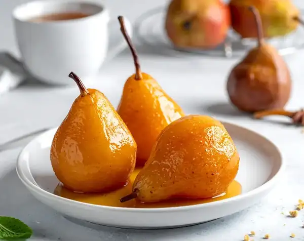 Stewed pears with white wine