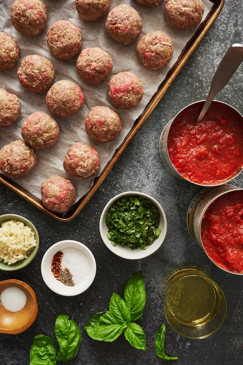 Baked Meatball Recipe (with The Best Marinara Sauce) with Marinara Sauce
