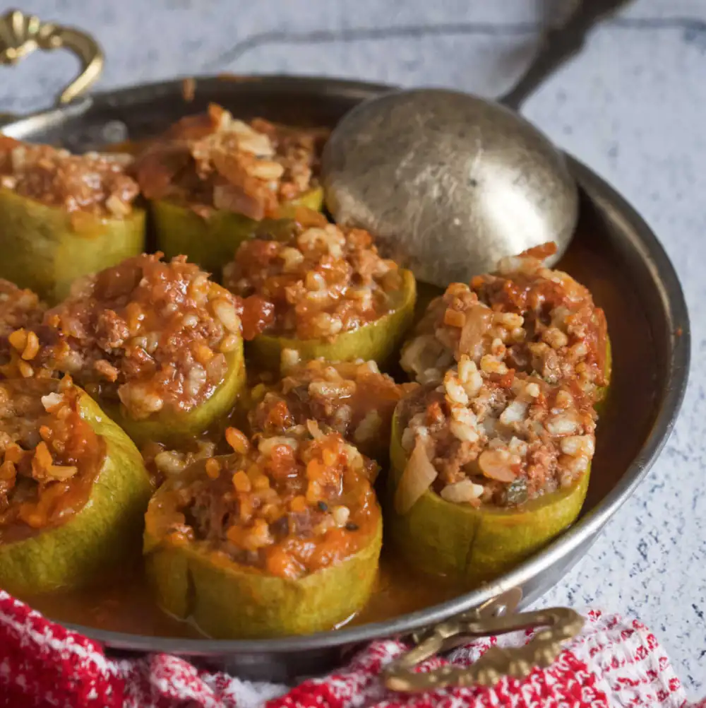 Stuffed Zucchini with Ground Beef and Rice (Punjene Tikvice)
