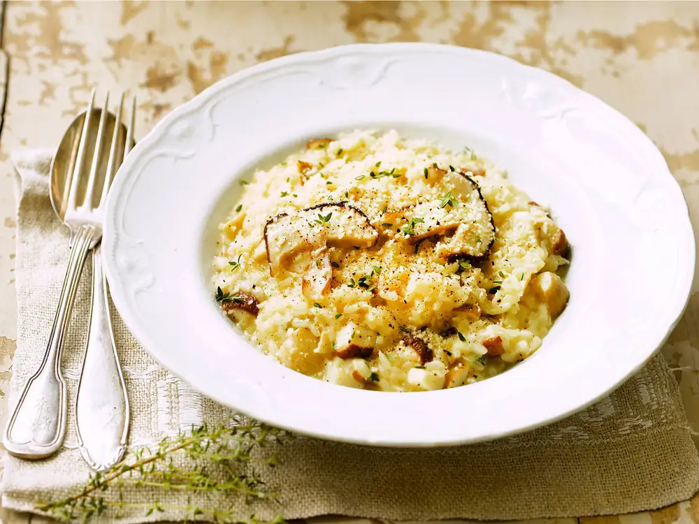 Cheesy mushroom risotto