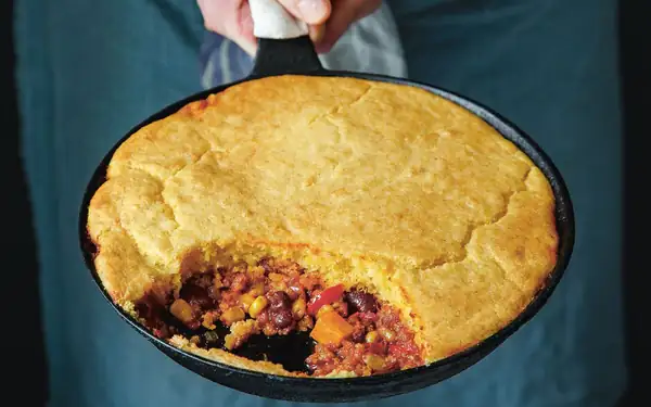 Taco casserole with cornbread topping