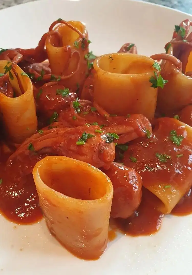 Paccheri with baby octopus in a stew