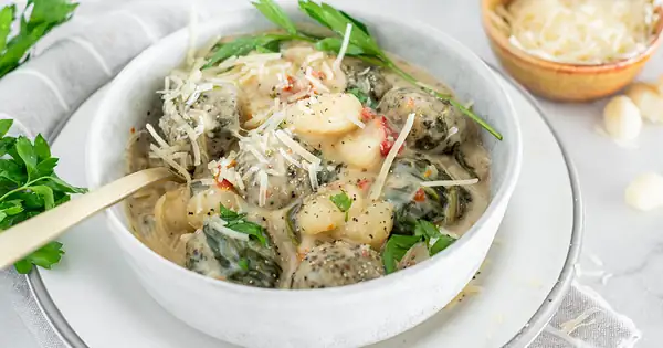 Tuscan Chicken Meatballs with Gnocchi