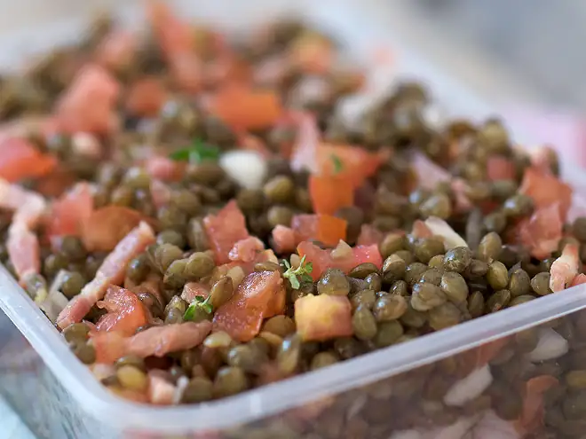 Green lentil salad