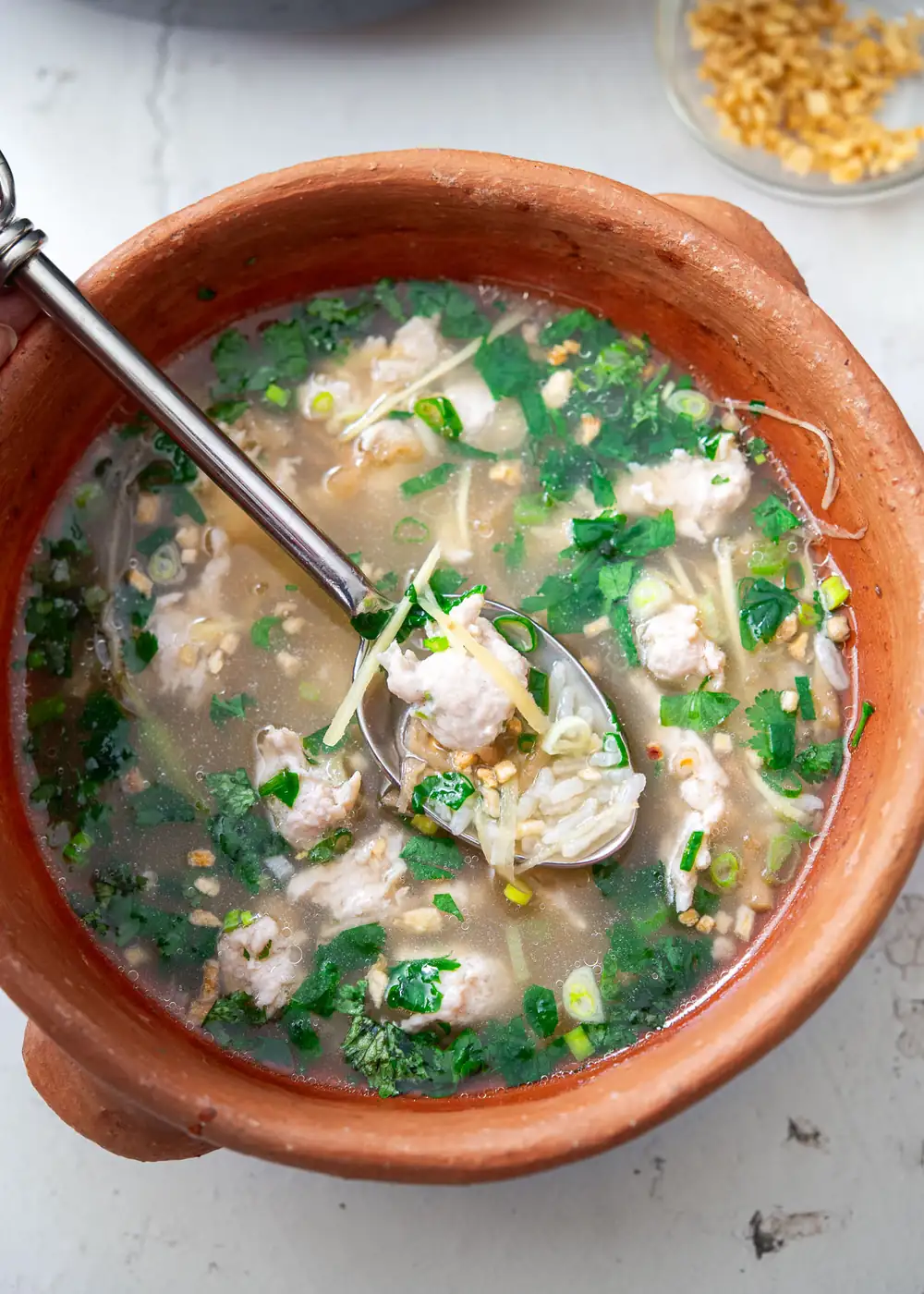 Easy Thai Chicken Rice Soup (Khao Tom Gai)