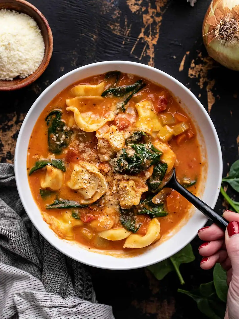 Creamy Spinach Tortellini Soup