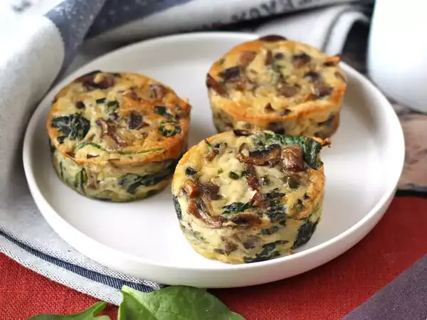 Small spinach and mushroom flans