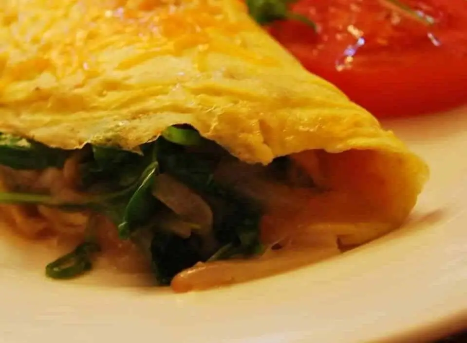 Fresh Egg Omelette with Sweet Onion Marmalade & Spinach