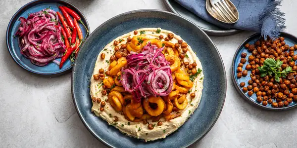 Chip, Chickpea and Onion Hummus Bowl Recipe