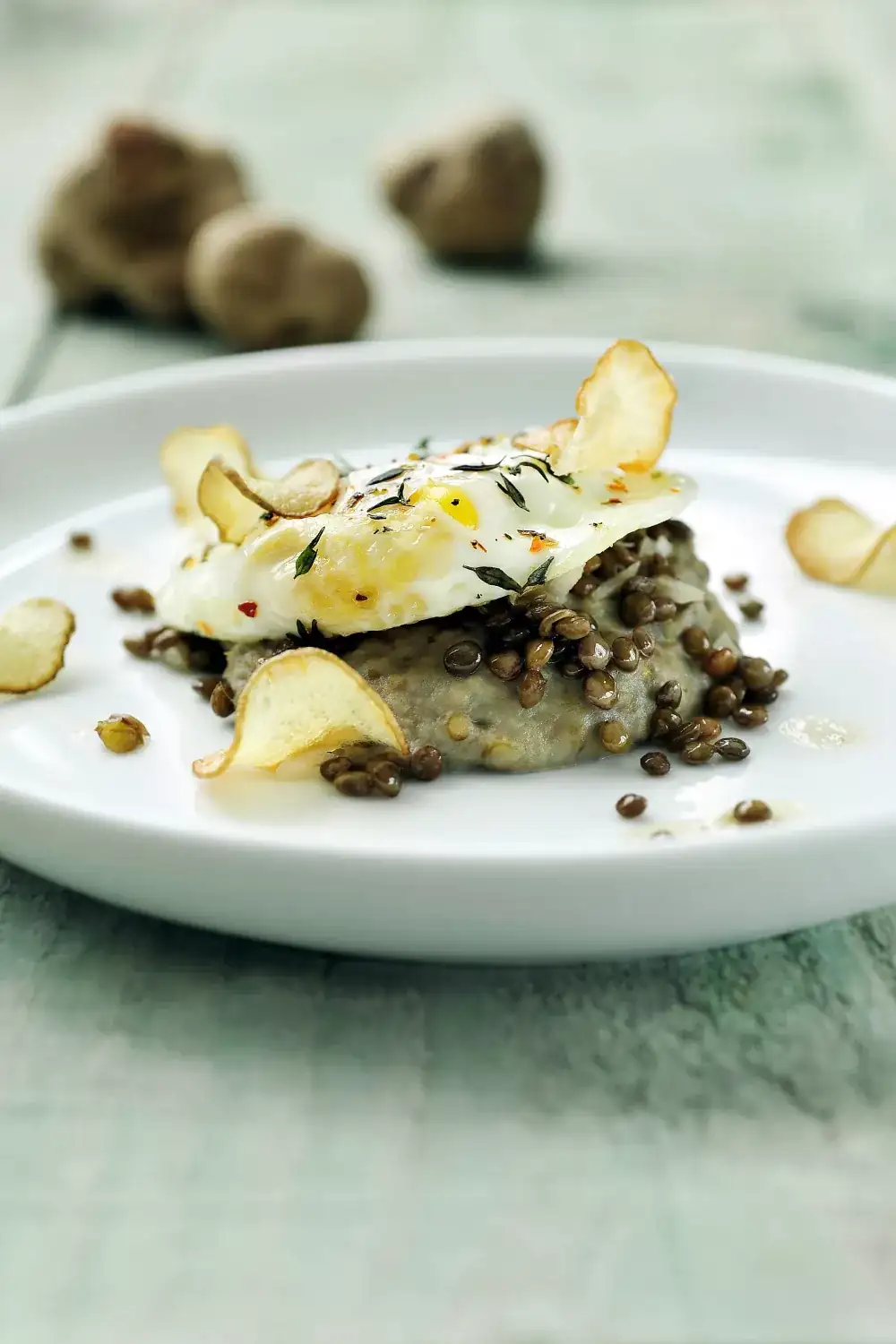 Jerusalem artichoke and lentil mousse