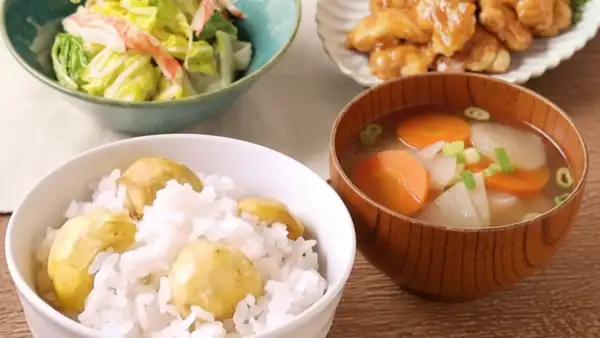 Enjoy autumn! A collection of menu ideas for when the main dish is chestnut rice: "I want to try this!" "If you're unsure, go with this!"