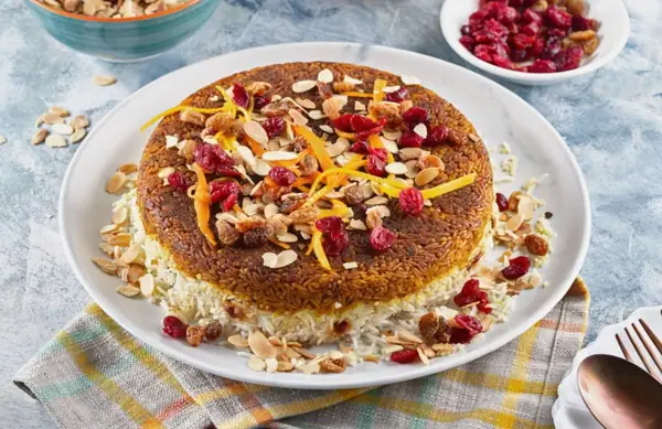 Persian Layered Rice with Millet, Nuts & Fruits