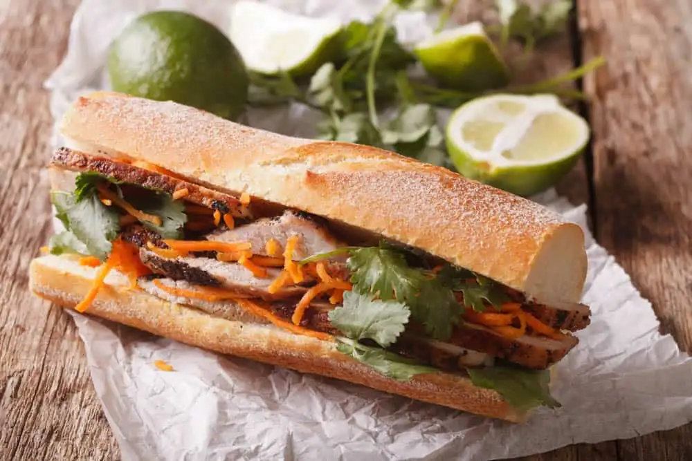 Roasted Red Pork in Banh Mi Sandwich