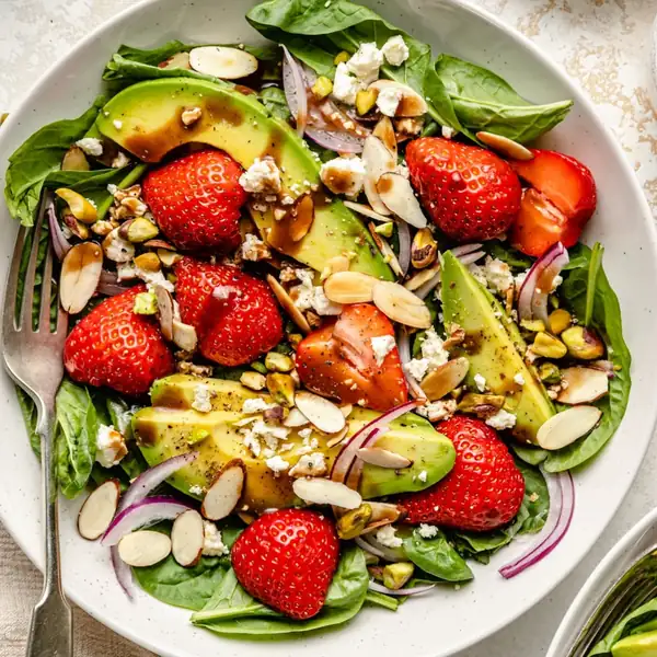 Gorgeous Strawberry Spinach Salad with Avocado