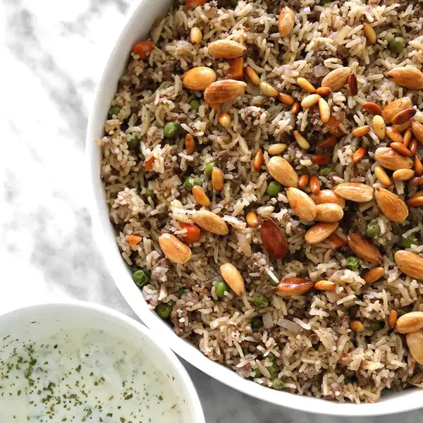 Ouzi Spiced Rice With Minced Lamb and Toasted Nuts