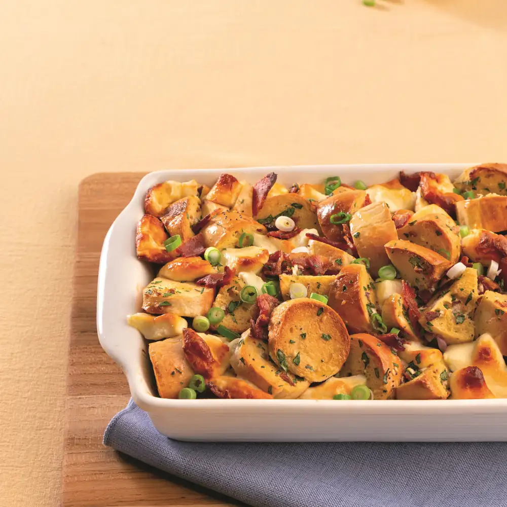 Bagel casserole with cheese curds