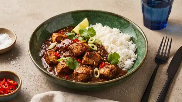 Pollo sabroso en salsa de chocolate y chile: un clásico de inspiración mexicana
