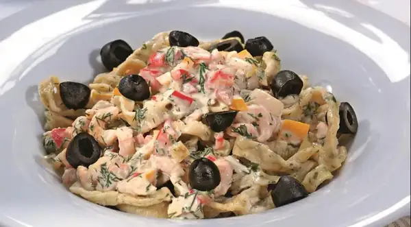 Homemade noodles with shrimp sauce