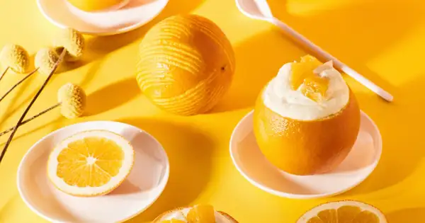 Curd-filled oranges