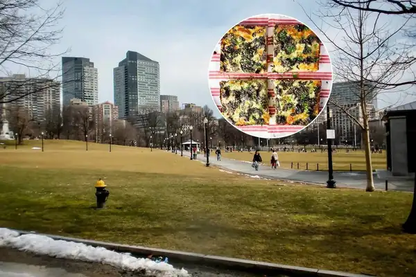 Cada fin de semana de invierno, Boston Common acogerá una fiesta de pizza al estilo siciliano, con pizza caliente, deliciosas ensaladas y postre