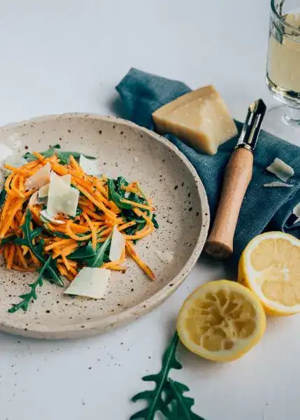 Sweet potato pasta with lemon sauce