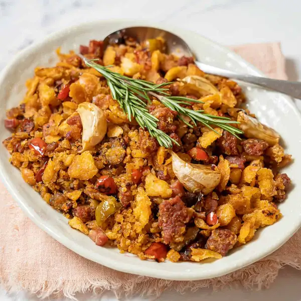 Spanish Migas with Chorizo