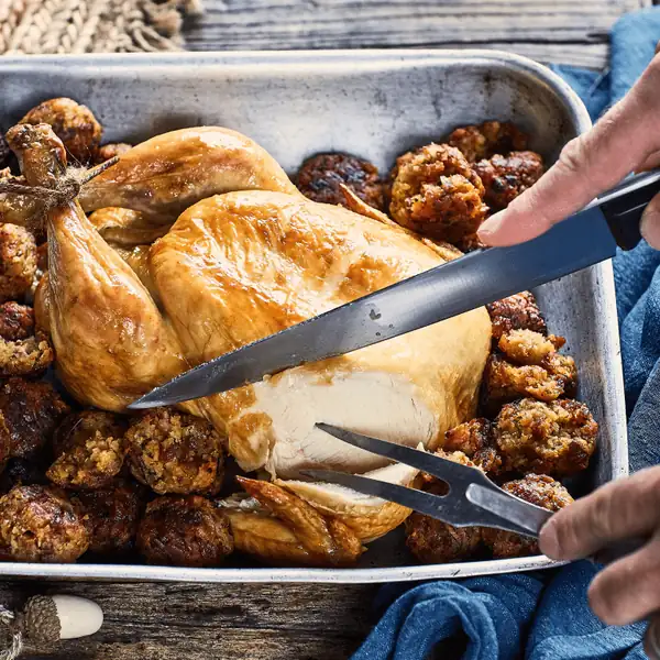 Scrumptious bacon, apricot and sage gluten-free stuffing balls with roast chicken