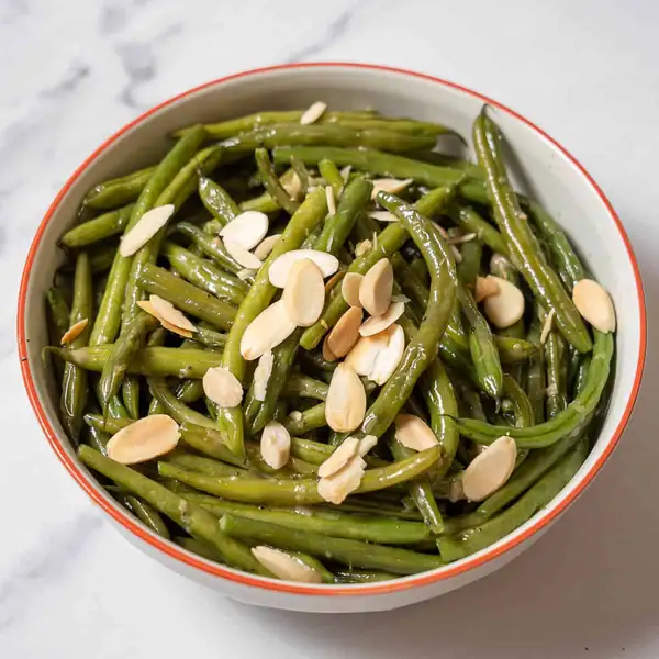 Spanish Style Green Beans with Almonds & Anchovy Dressing