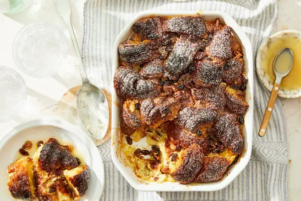 Croissant Bread Pudding Recipe with Bourbon Sauce