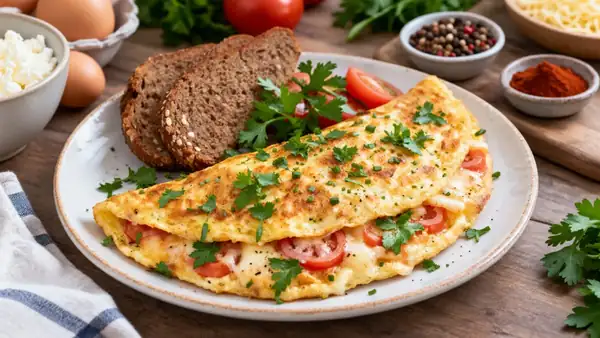 Una super tortilla con requesón, queso y tomates: lista en 10 minutos y te mantendrá saciado durante medio día