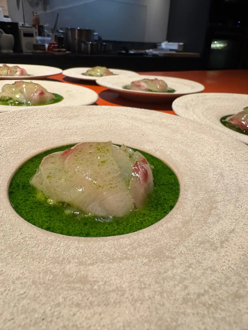 Raw marinated halibut with avocado