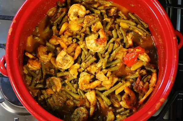 Classic Caribbean Curry Bodi with Shrimp and Potato