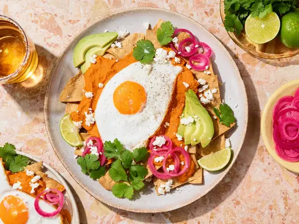 Chilaquiles Rojos (Tortilla Chips with Red Salsa)