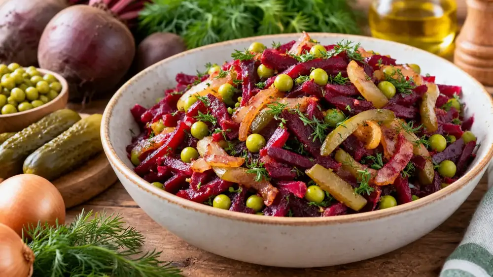 Vinaigrette is taking a rest: this salad with beets and fried onions blows away the usual salads