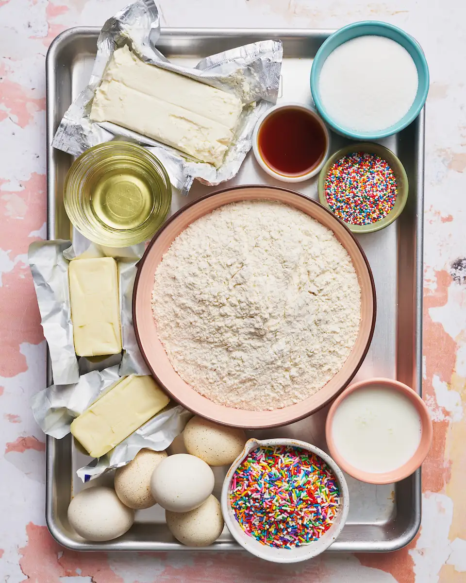 Tarta Funfetti con glaseado de queso crema