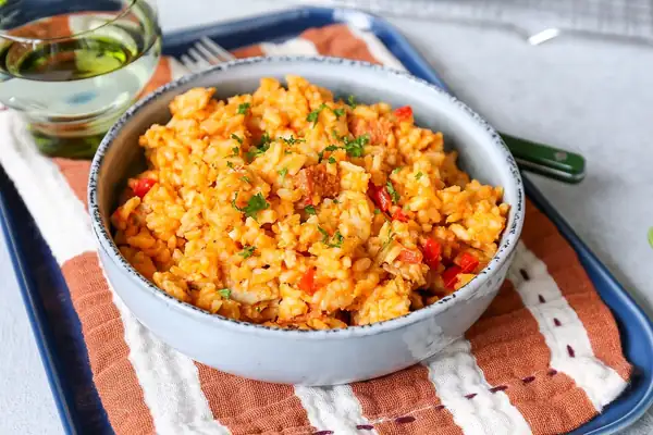Spanish risotto with chorizo and chicken
