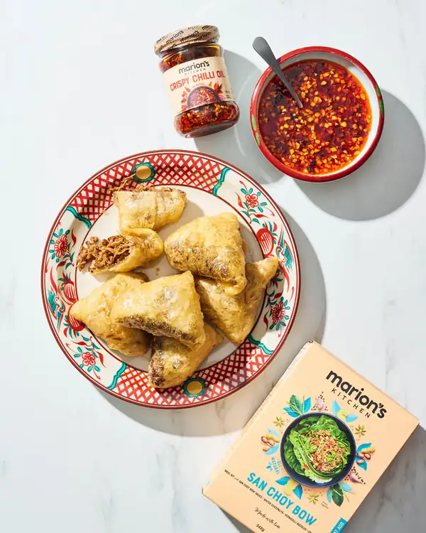 Crispy San Choy-kopita Rice Paper Triangles