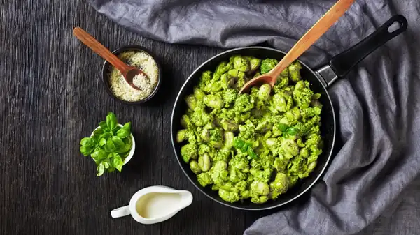 I mixed broccoli with 1 egg and flour and got delicious, much lighter gnocchi