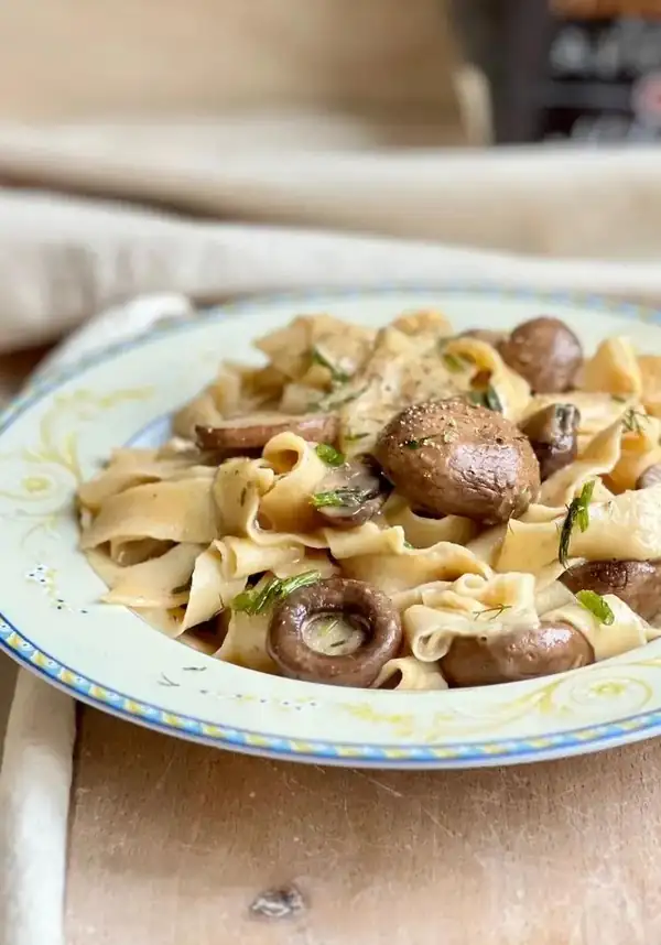🤎 PAPPARDELLE with MUSHROOMS in CARBONARA CREAM 🤎