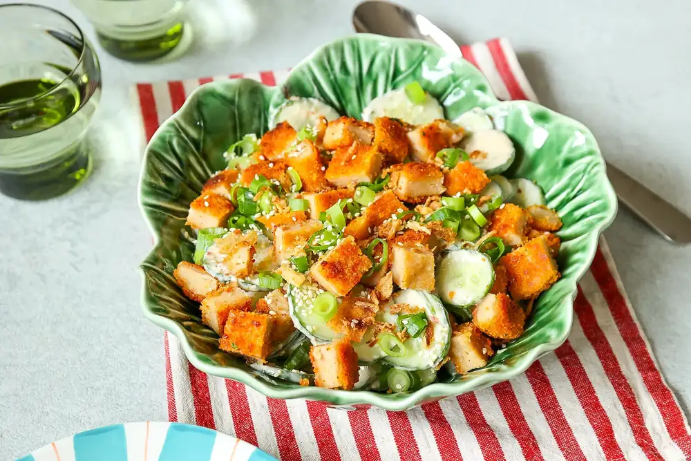 Loaded cucumber salad with chicken