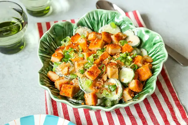 Loaded cucumber salad with chicken