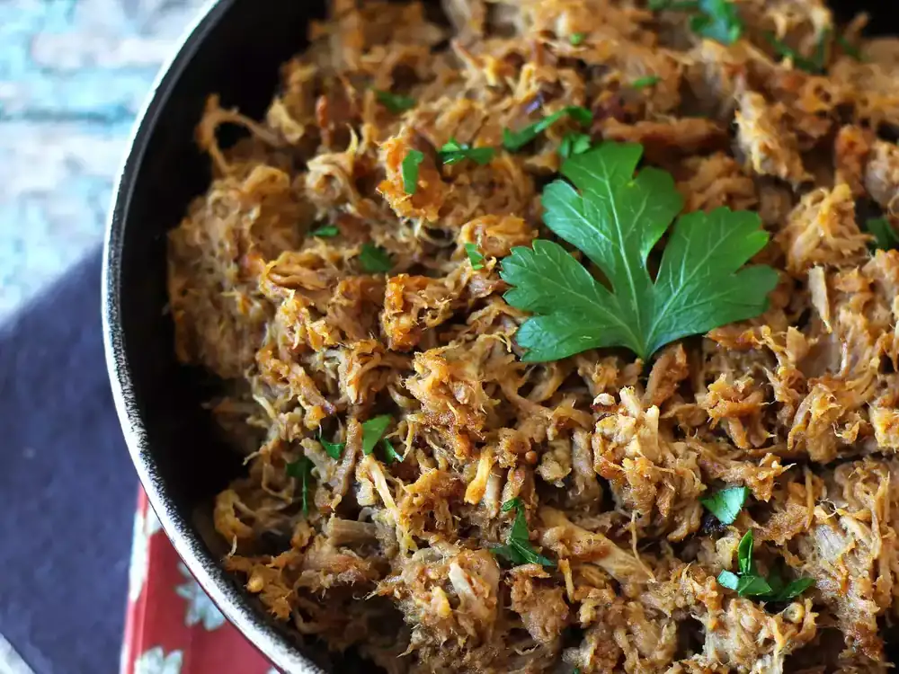 Pulled pork or shredded pork in a Cookeo