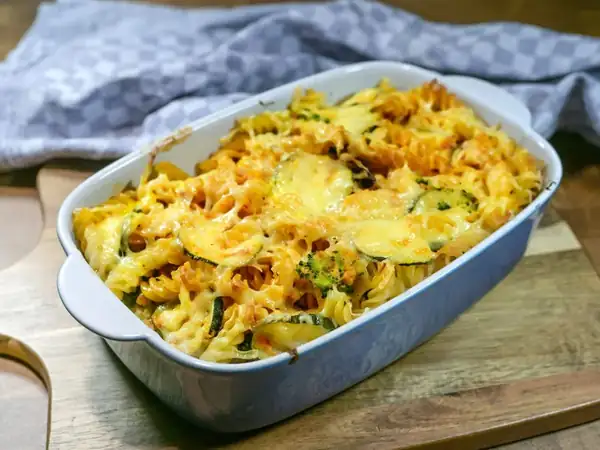 I swap my cutlet dinner for a one-pot meal. I bake chicken and zucchini in a creamy sauce