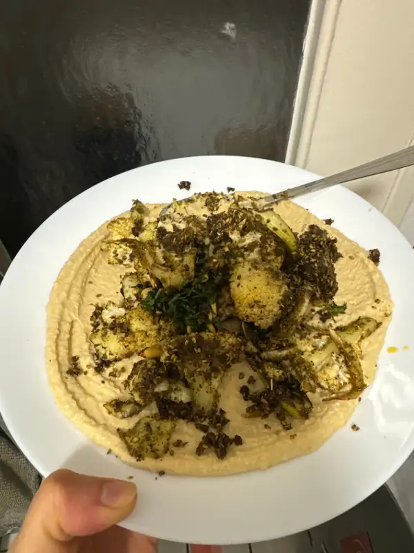 Za’atar Cauliflower With Balsamic Caramelised Onion Hummus