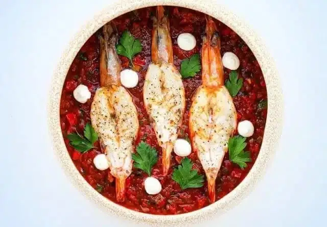 Shrimp Saganaki with Pepper Spread
